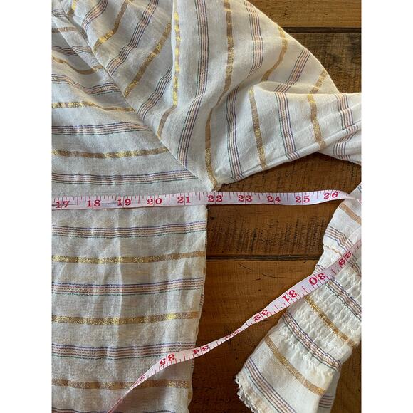 NWT Womens A Loves A Cream Metallic Striped Long Sleeve Mock Neck Blouse M - Picture 10 of 10